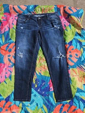 Vigoss Dark Blue Distressed Boyfriend Jeans